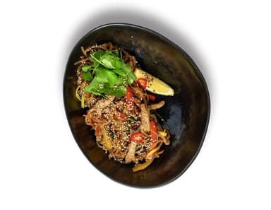 Rice Noodles with Angus Beef and Vegetables