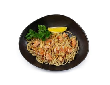 Udon Noodles with Salmon and Shrimp